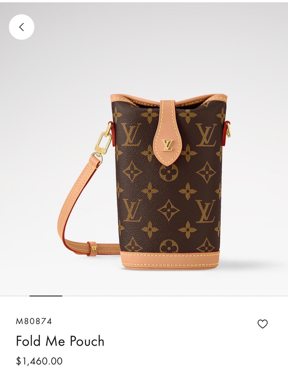 Louis Vuitton Monogram Fold Me Pouch in Brown with Vachetta Trim
